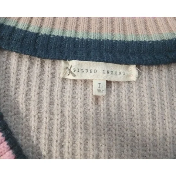 GILDED INTENT forest tipped varsity v neck sweater size large. - Picture 5 of 8